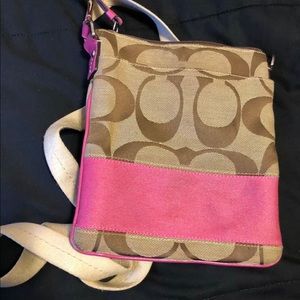 COACH Signature Logo Crossbody Shoulder Bag Pink